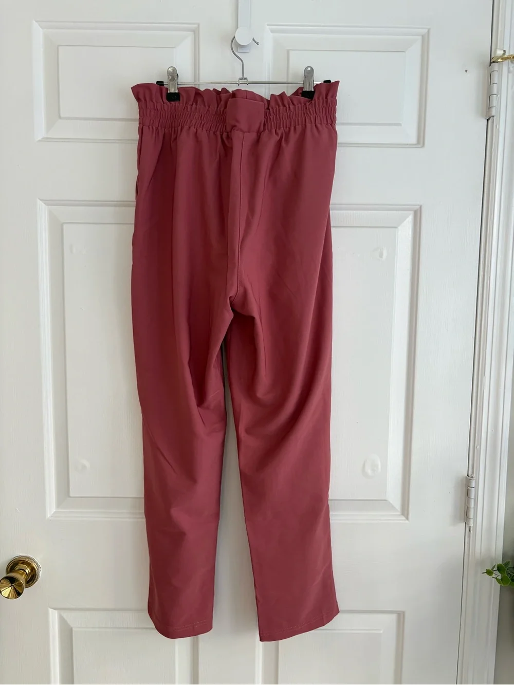Grace Karin Mauve Paperbag Waist Ankle Pants